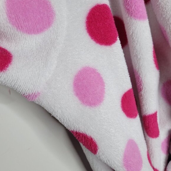 Ulta L XL white plush with pink and red polka dot robe with belt - Picture 3 of 8